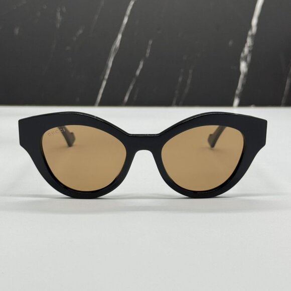NEW GUCCI SUNGLASSES GG0957S 003 WOMEN BLACK ROUND EYEWEAR - Picture 5 of 12